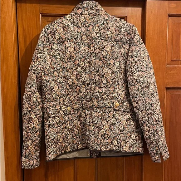 J. Crew Navy Blue and Pink Liberty Floral Field Jacket with smart Navy Piping. M - Picture 3 of 4
